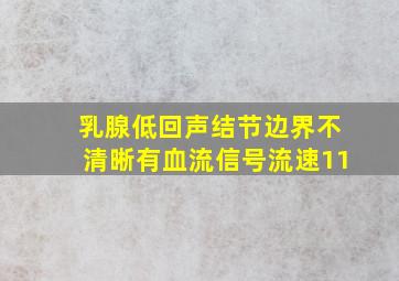 乳腺低回声结节边界不清晰有血流信号流速11