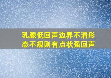 乳腺低回声边界不清形态不规则有点状强回声