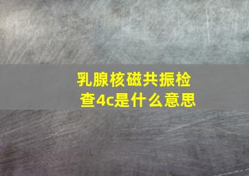 乳腺核磁共振检查4c是什么意思