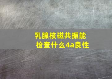 乳腺核磁共振能检查什么4a良性