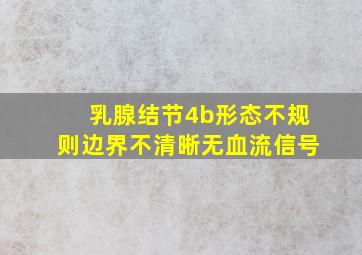 乳腺结节4b形态不规则边界不清晰无血流信号