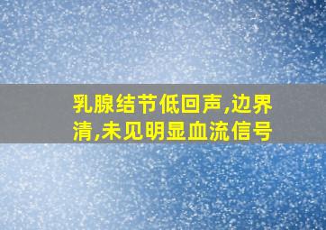 乳腺结节低回声,边界清,未见明显血流信号