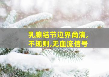 乳腺结节边界尚清,不规则,无血流信号