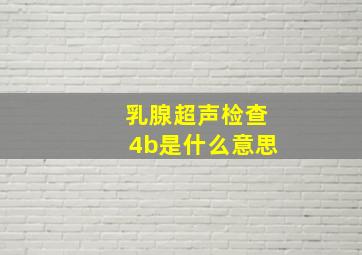 乳腺超声检查4b是什么意思