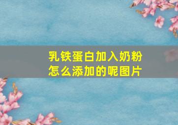 乳铁蛋白加入奶粉怎么添加的呢图片