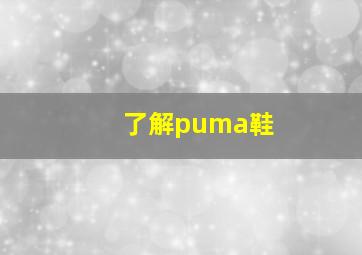 了解puma鞋