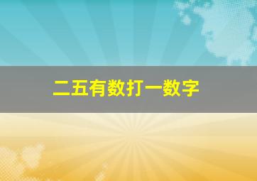 二五有数打一数字