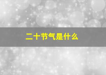 二十节气是什么