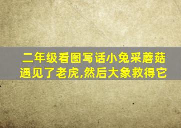 二年级看图写话小兔采蘑菇遇见了老虎,然后大象救得它