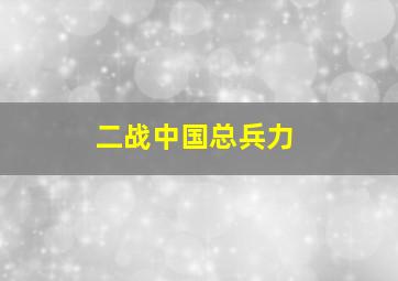 二战中国总兵力