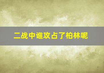 二战中谁攻占了柏林呢