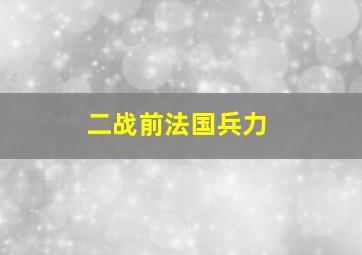 二战前法国兵力