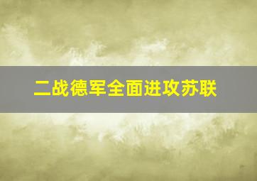 二战德军全面进攻苏联