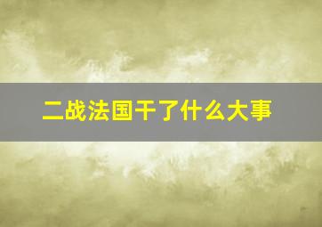 二战法国干了什么大事