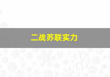 二战苏联实力