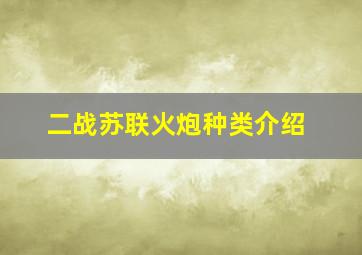 二战苏联火炮种类介绍