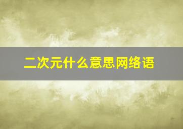 二次元什么意思网络语