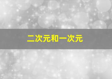 二次元和一次元