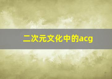 二次元文化中的acg