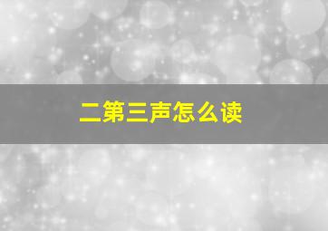 二第三声怎么读