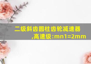 二级斜齿圆柱齿轮减速器,高速级:mn1=2mm