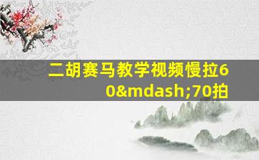 二胡赛马教学视频慢拉60—70拍