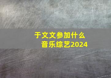 于文文参加什么音乐综艺2024