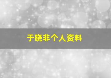 于晓非个人资料