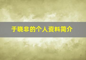 于晓非的个人资料简介