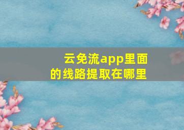 云免流app里面的线路提取在哪里