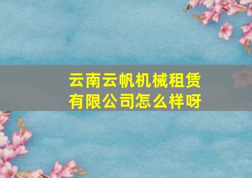 云南云帆机械租赁有限公司怎么样呀