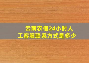 云南农信24小时人工客服联系方式是多少