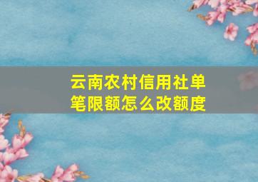 云南农村信用社单笔限额怎么改额度