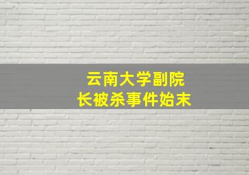 云南大学副院长被杀事件始末