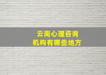 云南心理咨询机构有哪些地方