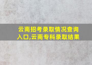 云南招考录取情况查询入口,云南专科录取结果