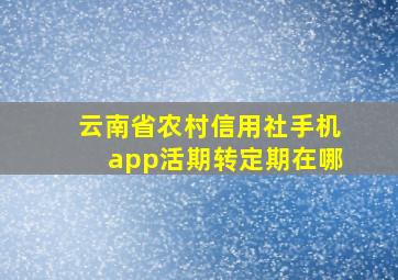 云南省农村信用社手机app活期转定期在哪