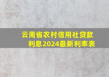 云南省农村信用社贷款利息2024最新利率表