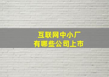 互联网中小厂有哪些公司上市