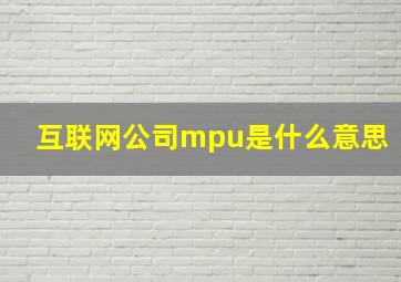 互联网公司mpu是什么意思