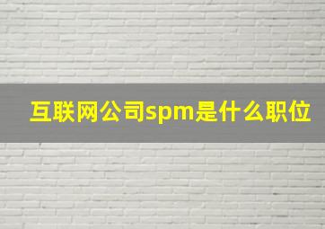 互联网公司spm是什么职位