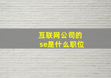 互联网公司的se是什么职位