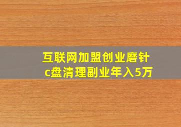 互联网加盟创业磨针c盘清理副业年入5万