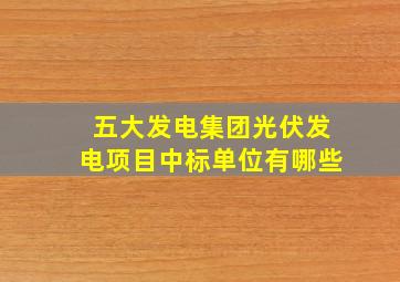 五大发电集团光伏发电项目中标单位有哪些