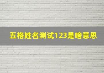 五格姓名测试123是啥意思