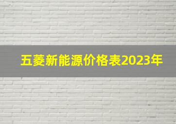 五菱新能源价格表2023年