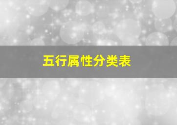 五行属性分类表