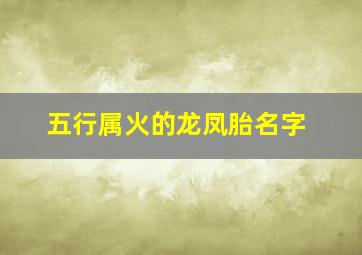 五行属火的龙凤胎名字