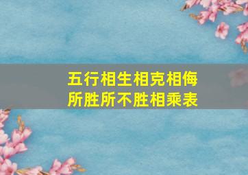 五行相生相克相侮所胜所不胜相乘表