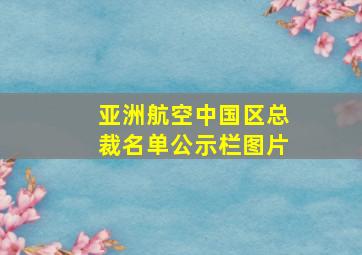 亚洲航空中国区总裁名单公示栏图片